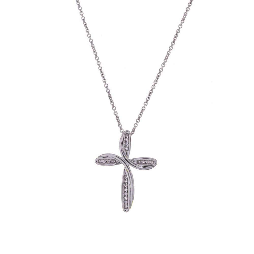 Sterling Silver Cross Diamond Pendant with Chain